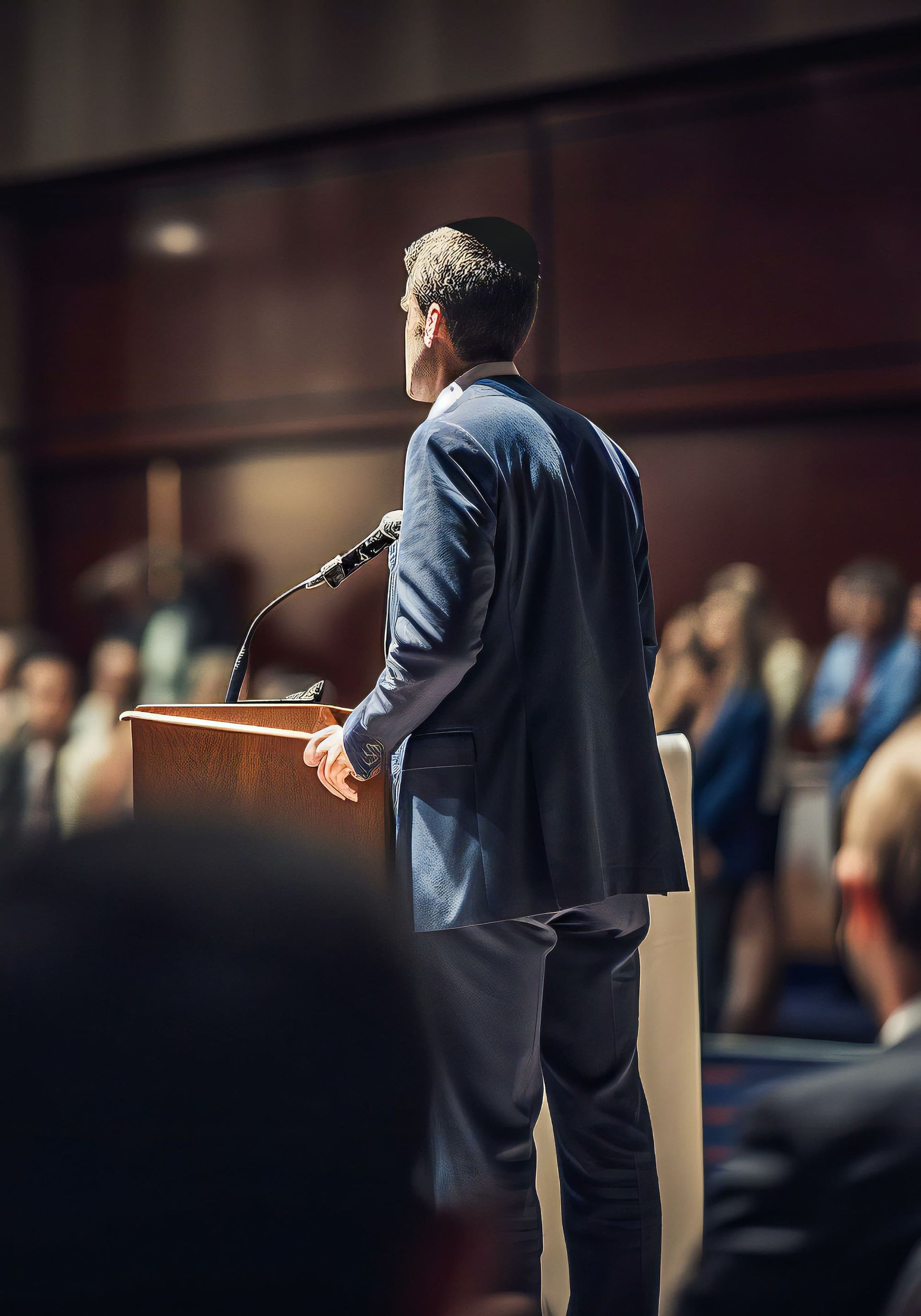 Speaker at a political event